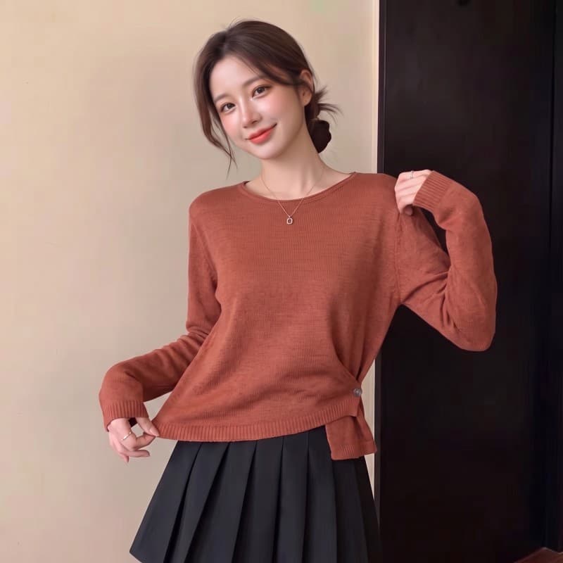 실사 빅 사이즈 지방 mm 가을 새로운 라운드 넥 아메리칸 디자인 센스 언더 바르게 되다 어깨 긴팔 맨위 스웨터 이미지 2