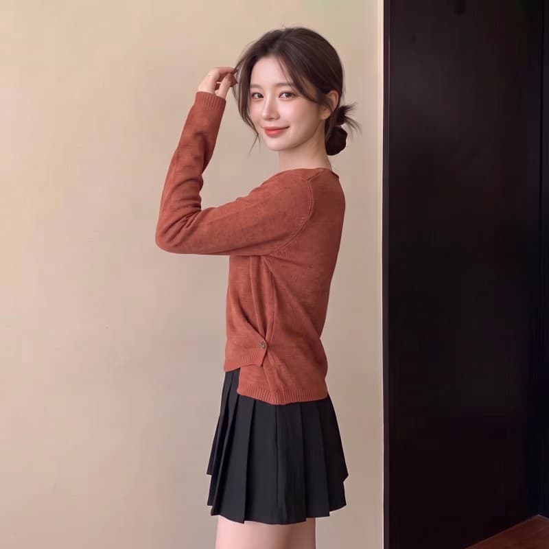 실사 빅 사이즈 지방 mm 가을 새로운 라운드 넥 아메리칸 디자인 센스 언더 바르게 되다 어깨 긴팔 맨위 스웨터 상세 이미지 11