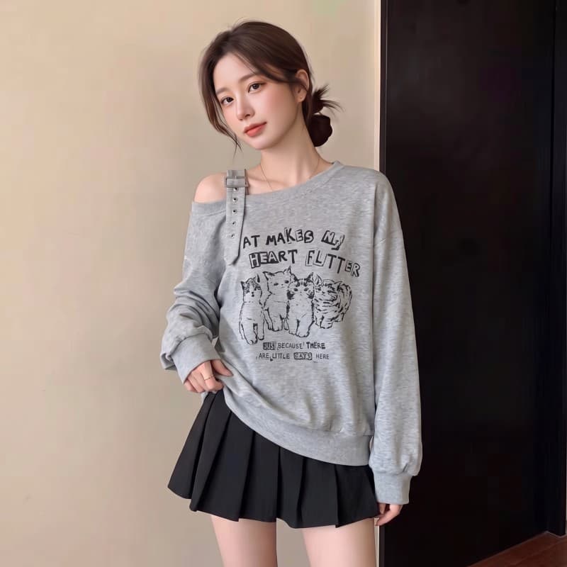 실사 빅 사이즈 지방 mm 가을 새로운 동물 인쇄 꽃 숄더백 가을 어깨 소매 긴팔 후드티 맨위 상세 이미지 2