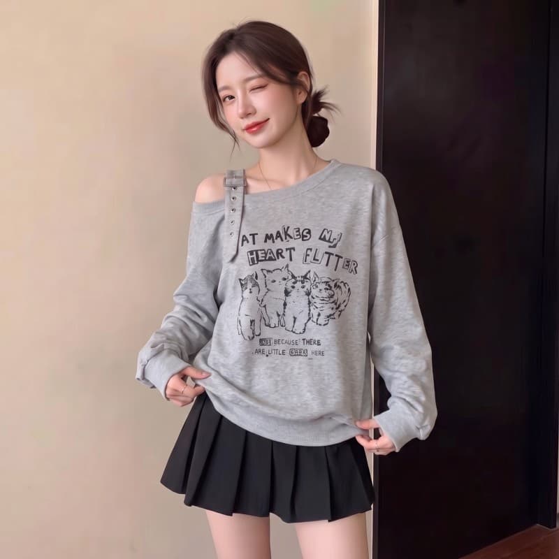 실사 빅 사이즈 지방 mm 가을 새로운 동물 인쇄 꽃 숄더백 가을 어깨 소매 긴팔 후드티 맨위 상세 이미지 3