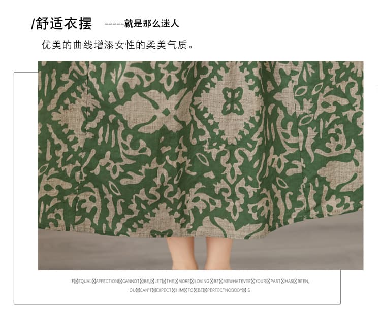실사 2026 여름 새로운 레트로 대나무 마디 마 라운드 넥 주머니 반팔 여성 드레스 루즈핏 슬림해 보이는 A라인 스커트 상세 이미지 5