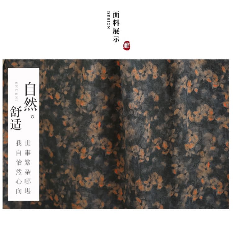 실사 새로운 가을 민족 스타일 우아함 연령 감소 면 린넨 루즈핏 슬림해 보이는 대기 꽃무늬 드레스 상세 이미지 7
