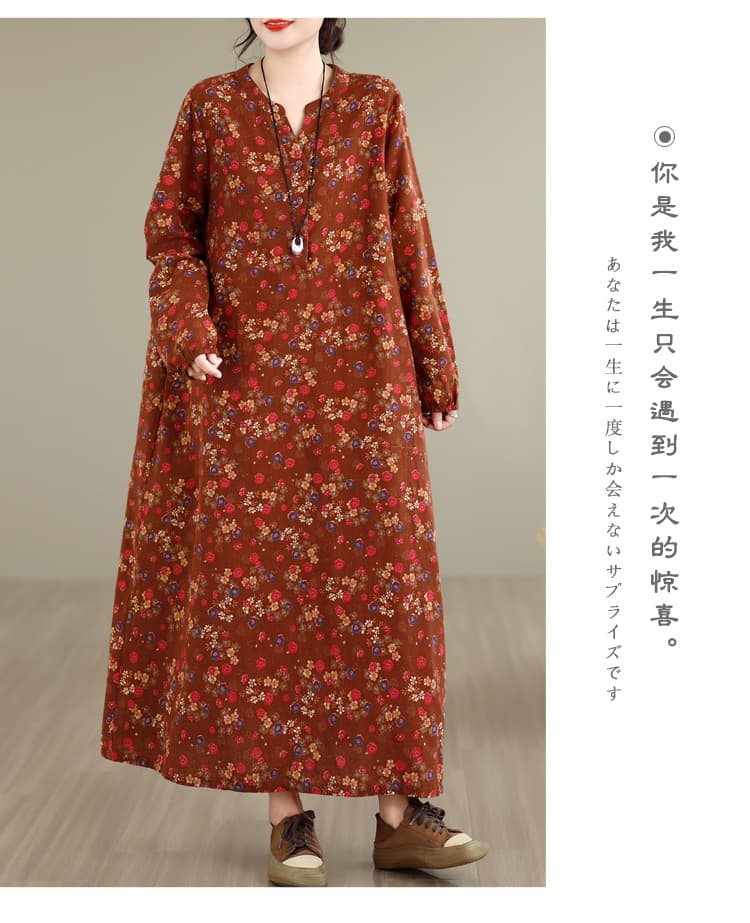 실사 가을 문예 레트로 면 린넨 프린트 반팔 여성 드레스 루즈핏 슬림해 보이는 패치워크 빅 사이즈 A라인 스커트 여성 상세 이미지 8