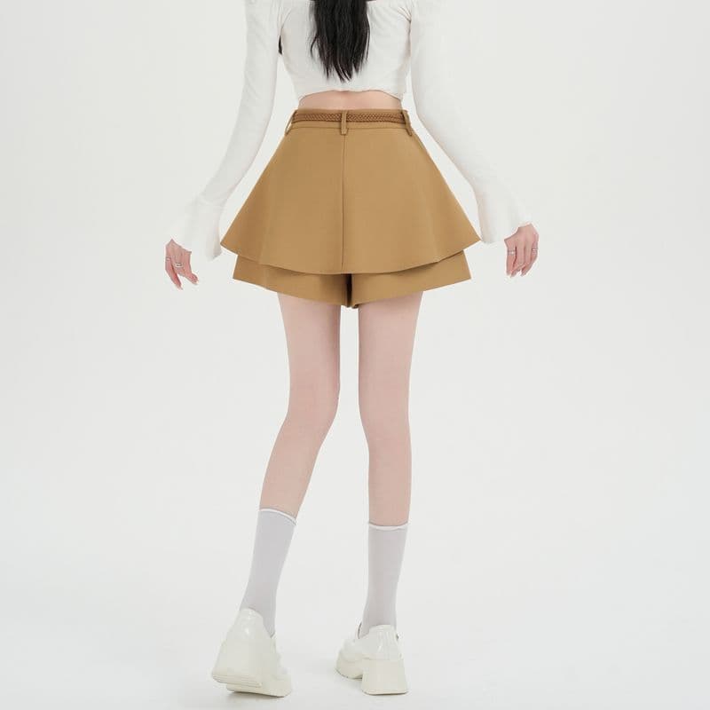 실사 질량 재고 있음 와이드 레그 팬츠 반바지 여성 외출용 한 마디 프릴 패션 가을 겨울철 새로운 하이웨이스트 바지 상세 이미지 1