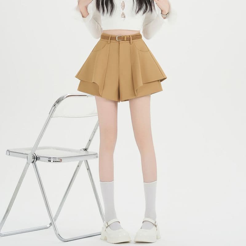 실사 질량 재고 있음 와이드 레그 팬츠 반바지 여성 외출용 한 마디 프릴 패션 가을 겨울철 새로운 하이웨이스트 바지 상세 이미지 8