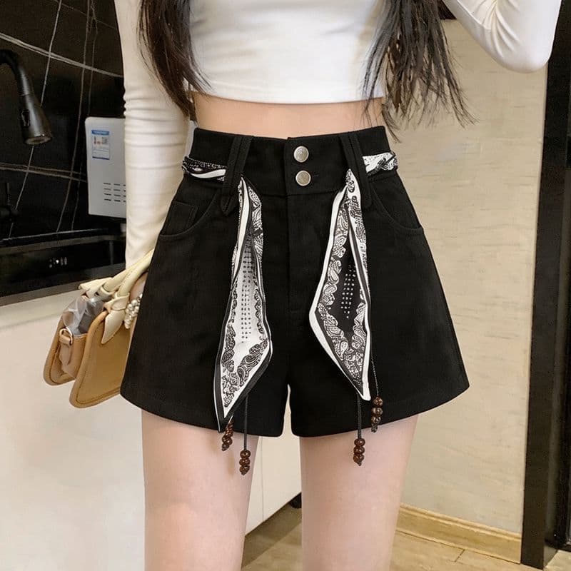 실사 가을 겨울 넓은 다리가 짧다. 바지 여성 새로운 한국 스타일 하이웨이스트 슬림해 보이는 한 마디 바지 몸매 가꾸기 바지 아이들 벨트 포함 상세 이미지 4