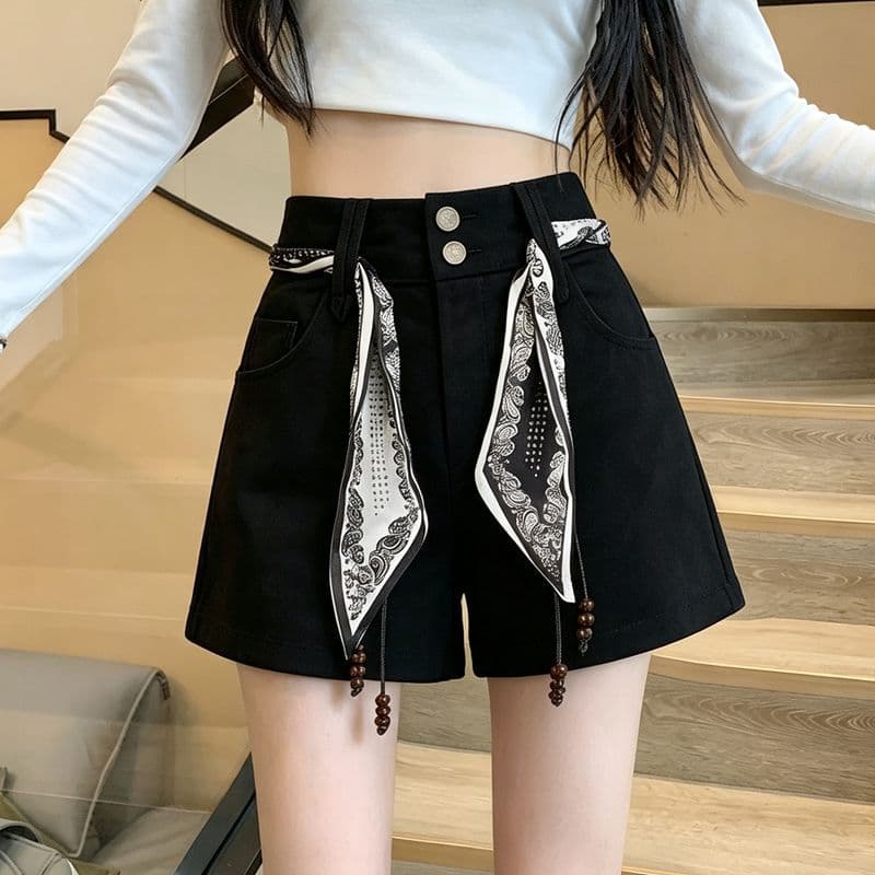 실사 가을 겨울 넓은 다리가 짧다. 바지 여성 새로운 한국 스타일 하이웨이스트 슬림해 보이는 한 마디 바지 몸매 가꾸기 바지 아이들 벨트 포함 상세 이미지 5
