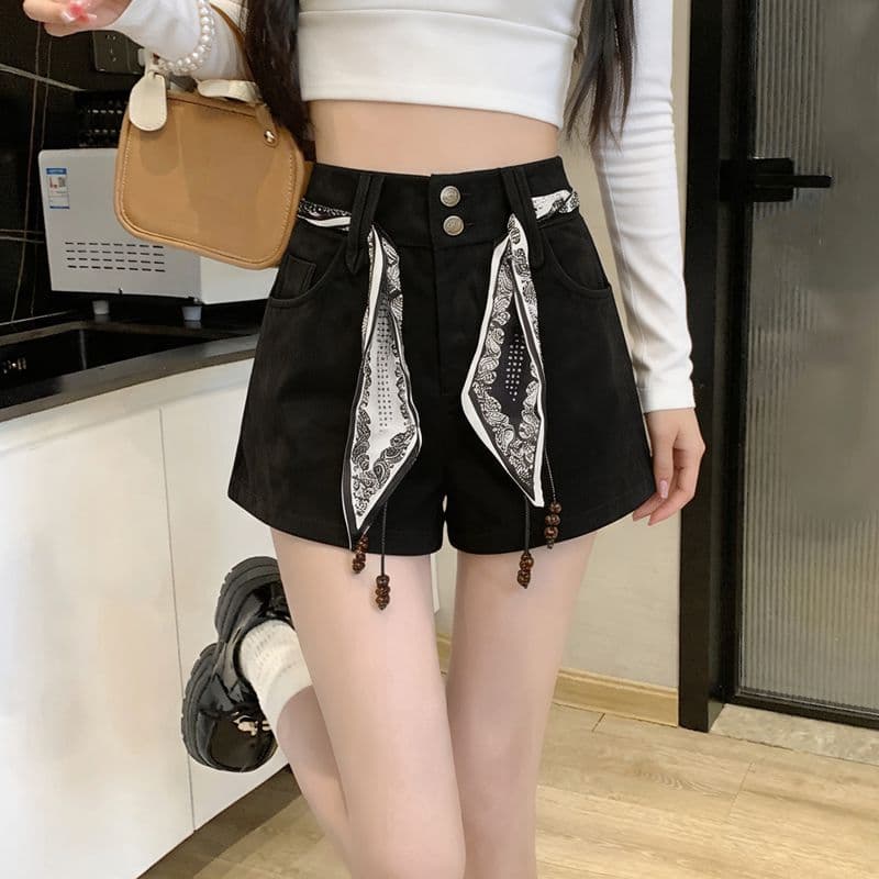 실사 가을 겨울 넓은 다리가 짧다. 바지 여성 새로운 한국 스타일 하이웨이스트 슬림해 보이는 한 마디 바지 몸매 가꾸기 바지 아이들 벨트 포함 상세 이미지 6