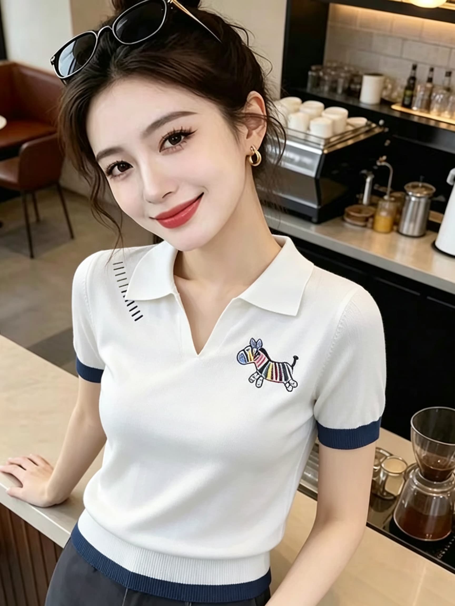 외국 가스 유럽 상품 맨위 오리지널 디자인 2026 년 새로운 패션 반팔 인기 여성 의류 트렌디 이미지 2