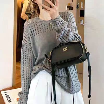 한 부서 단색 메쉬 구멍 라운드 넥 니트 맨위 빅 사이즈 지방 mm 캐주얼 통기성 외부 가져 가라. 슬림해 보이는 풀오버 작은 셔츠 상세 이미지 4