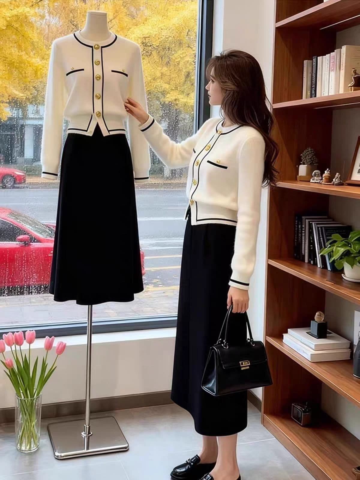 프랑스식 고급 센스 화이트 니트 오픈 가디건 여성 2026 가을 겨울 새로운 고유 한 아름다운 세련된 외국 가스 인사이드 잡아라. 의류 상세 이미지 5