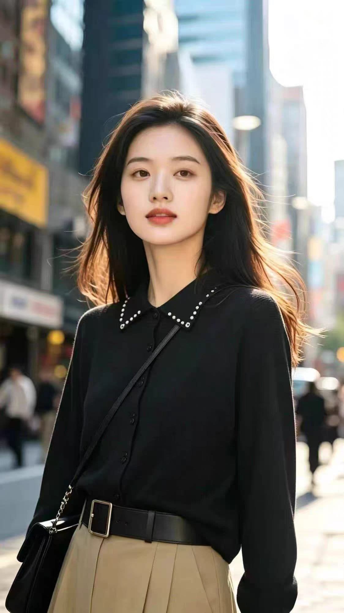 가을 겨울 새로운 익스트림 제인 바람 진주 장식 폴로 칼라 니트 스웨터 여성 검정색 싱글 줄 버튼 몸매 가꾸기 슬림해 보이는 다용도 맨위 상세 이미지 5