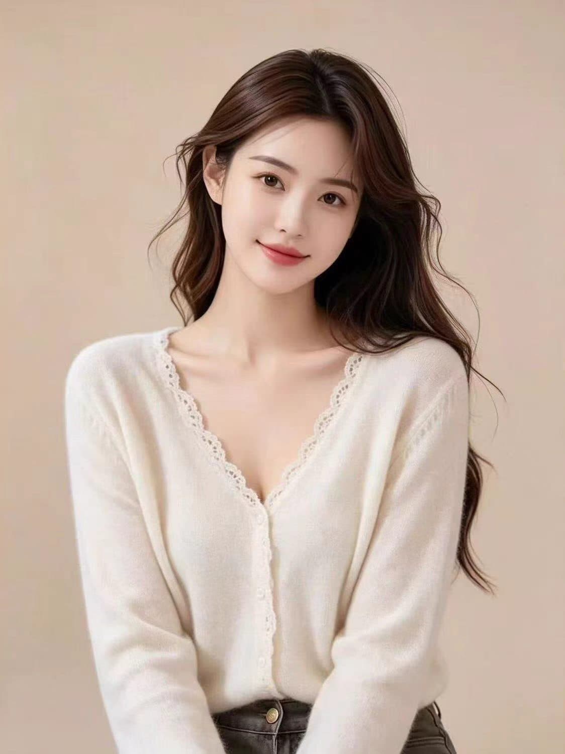 가을 겨울 새로운 고급 센스 숙녀 프릴 니트 스웨터 오픈 가디건 여성 회색 단추 슬림해 보이는 품격 스웨터 맨위 상세 이미지 2