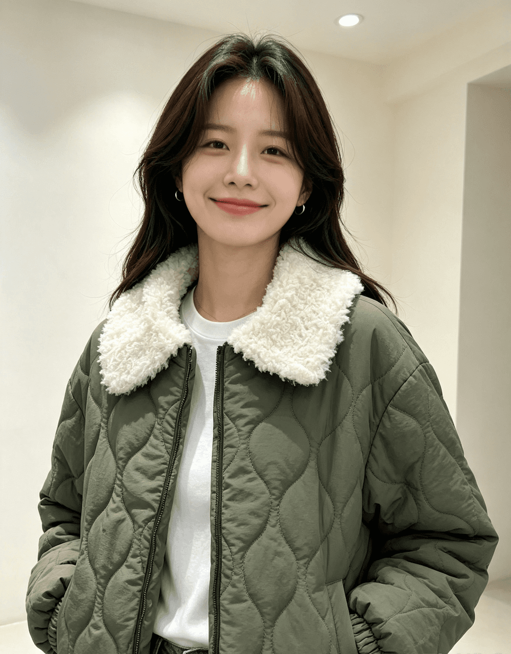 한국 양털 폴로 칼라 면 옷 면 의류 여성 2026 새로운 겨울 목화 진딧물 재킷 두꺼운 상세 이미지 5