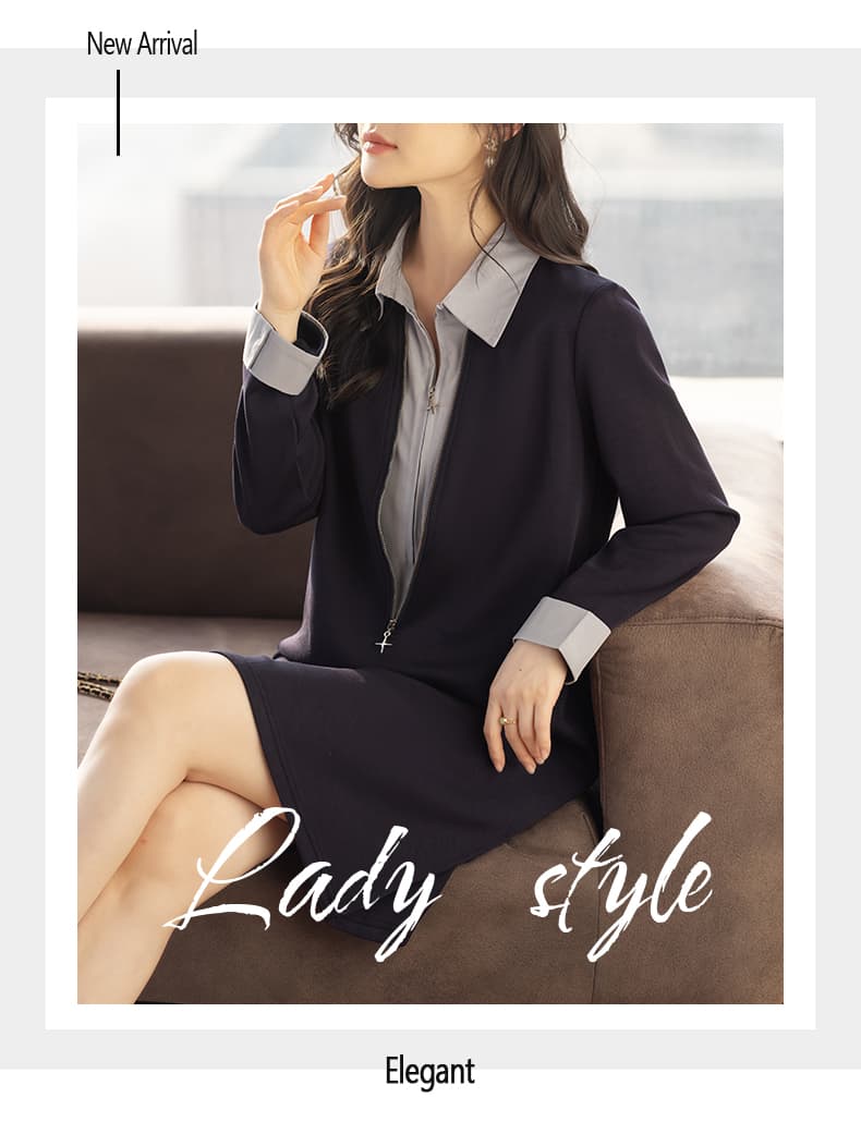 제한 가격 12+ 작은 동영상 품격 폴로 칼라 패치워크 여성 드레스 여름 루즈핏 치마 2026 년 새로운 A라인 스커트 상세 이미지 1