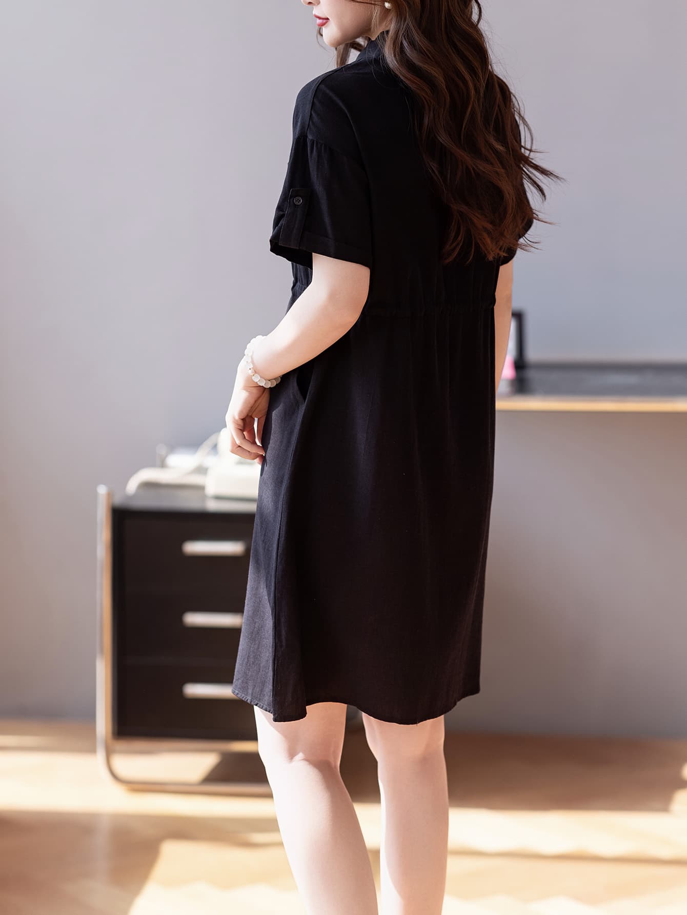 제한 가격 12+ 작은 동영상 디자인 센스 POLO 칼라 여성 드레스 2026 여름 빅 사이즈 이미지 4