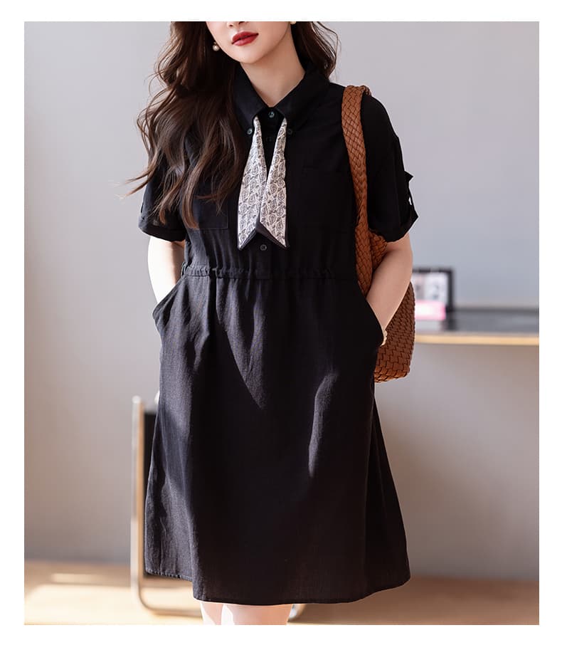 제한 가격 12+ 작은 동영상 디자인 센스 POLO 칼라 여성 드레스 2026 여름 빅 사이즈 상세 이미지 8