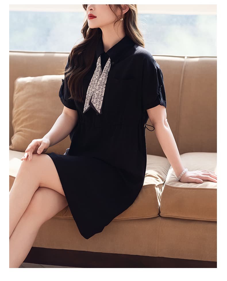제한 가격 12+ 작은 동영상 디자인 센스 POLO 칼라 여성 드레스 2026 여름 빅 사이즈 상세 이미지 10
