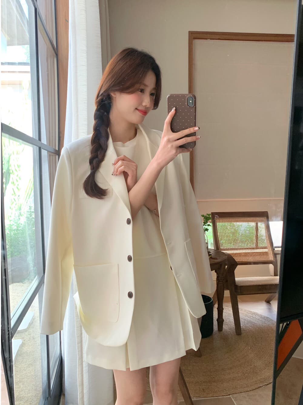 가을 켜기 새로운 한 부서 미니멀리즘 품격 고급 다용도 정장 있음 매칭 드레스 이미지 2