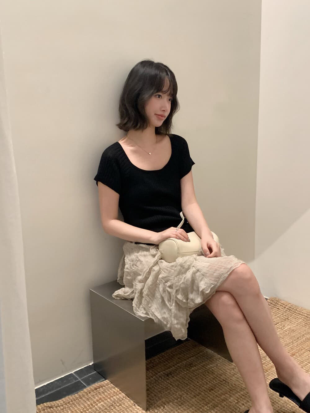 한 부서 아름다운 레이스 무거운 작업 패치워크 프릴 불규칙 체크무늬 반신 스커트 상세 이미지 6