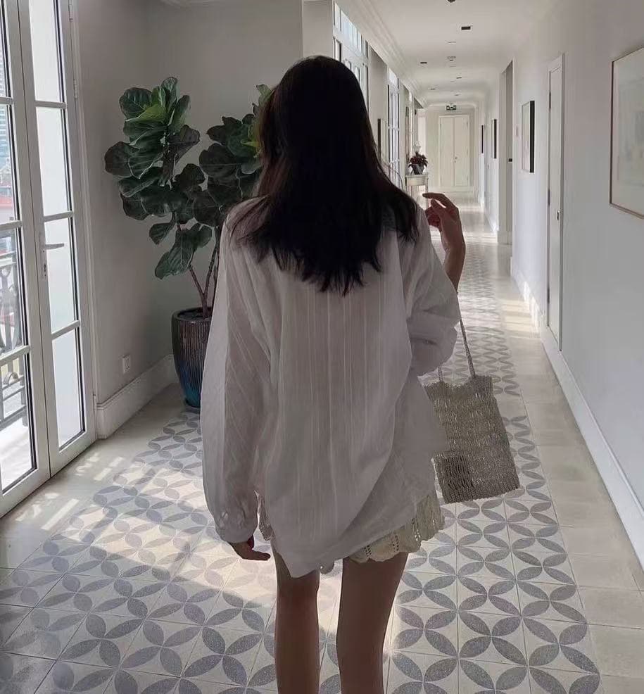 여름 켜기 새로운 한 부서 부드러운 품격 마이크로 ~을 통해 라미 면 질감 센스 원단 자외선 차단 셔츠 상세 이미지 4