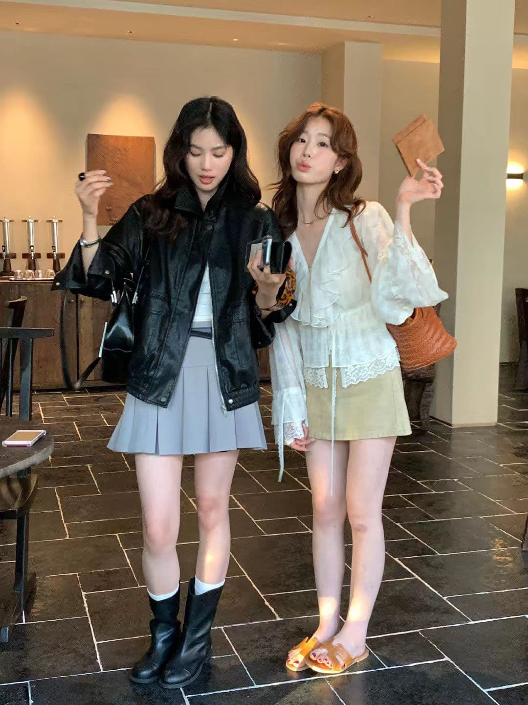 가을 켜기 새로운 높은 품질 한 부서 빅 포켓 장식 캐주얼 패션 섹션 가죽 재킷 상세 이미지 14