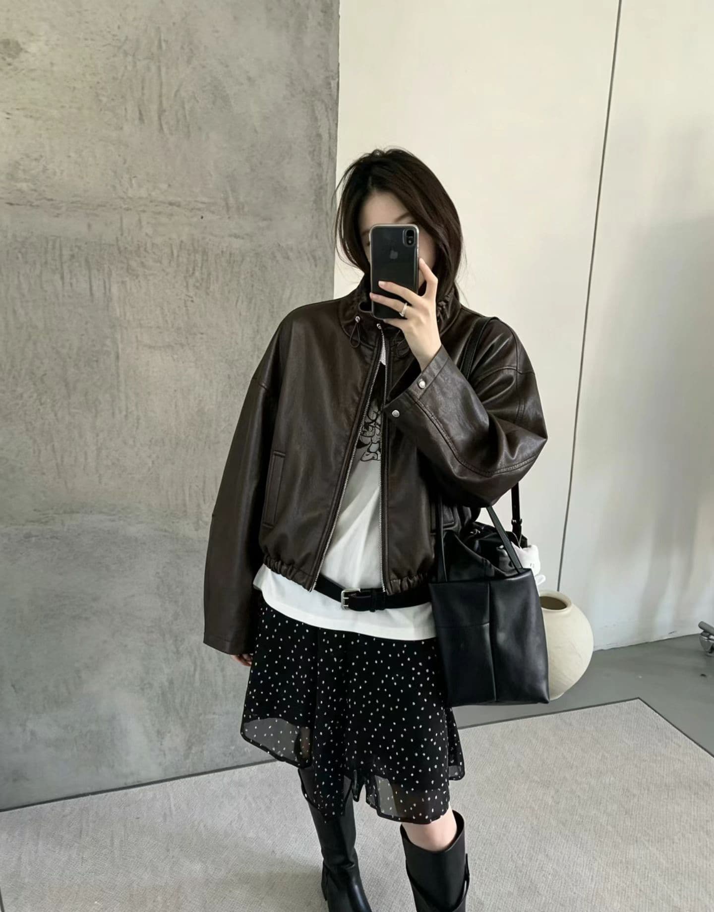 가을 켜기 새로운 한 부서 작은 대중 디자인 네클라인 펌프 로프 기계 자동차 모델 다용도 재킷 가죽 재킷 상세 이미지 3