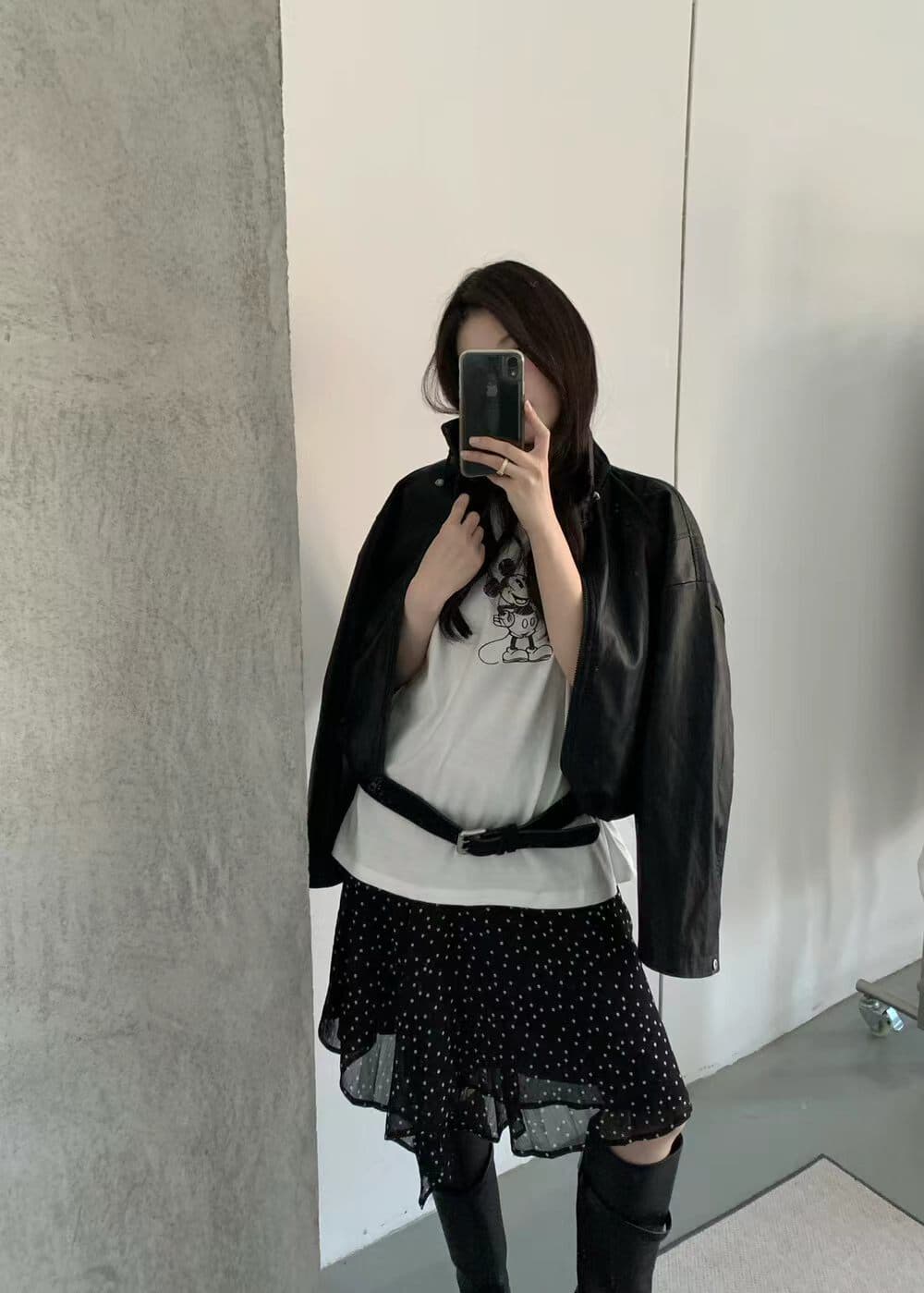 가을 켜기 새로운 한 부서 작은 대중 디자인 네클라인 펌프 로프 기계 자동차 모델 다용도 재킷 가죽 재킷 상세 이미지 6