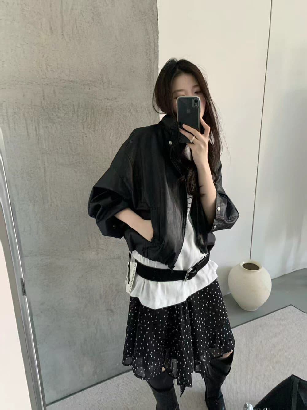 가을 켜기 새로운 한 부서 작은 대중 디자인 네클라인 펌프 로프 기계 자동차 모델 다용도 재킷 가죽 재킷 상세 이미지 8