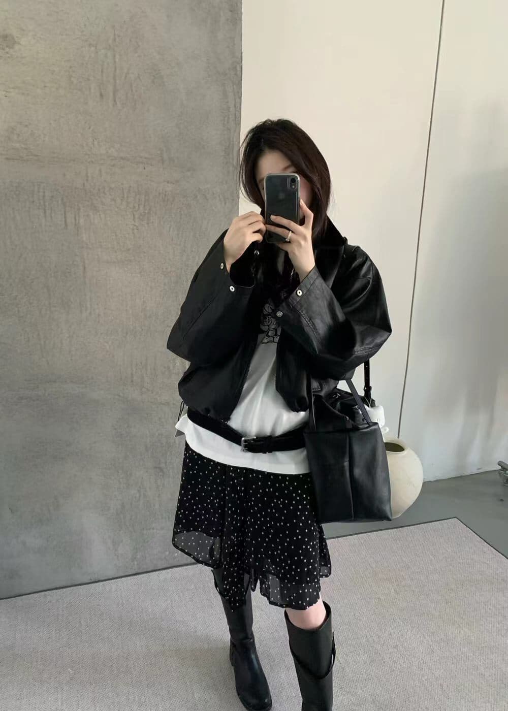 가을 켜기 새로운 한 부서 작은 대중 디자인 네클라인 펌프 로프 기계 자동차 모델 다용도 재킷 가죽 재킷 상세 이미지 11