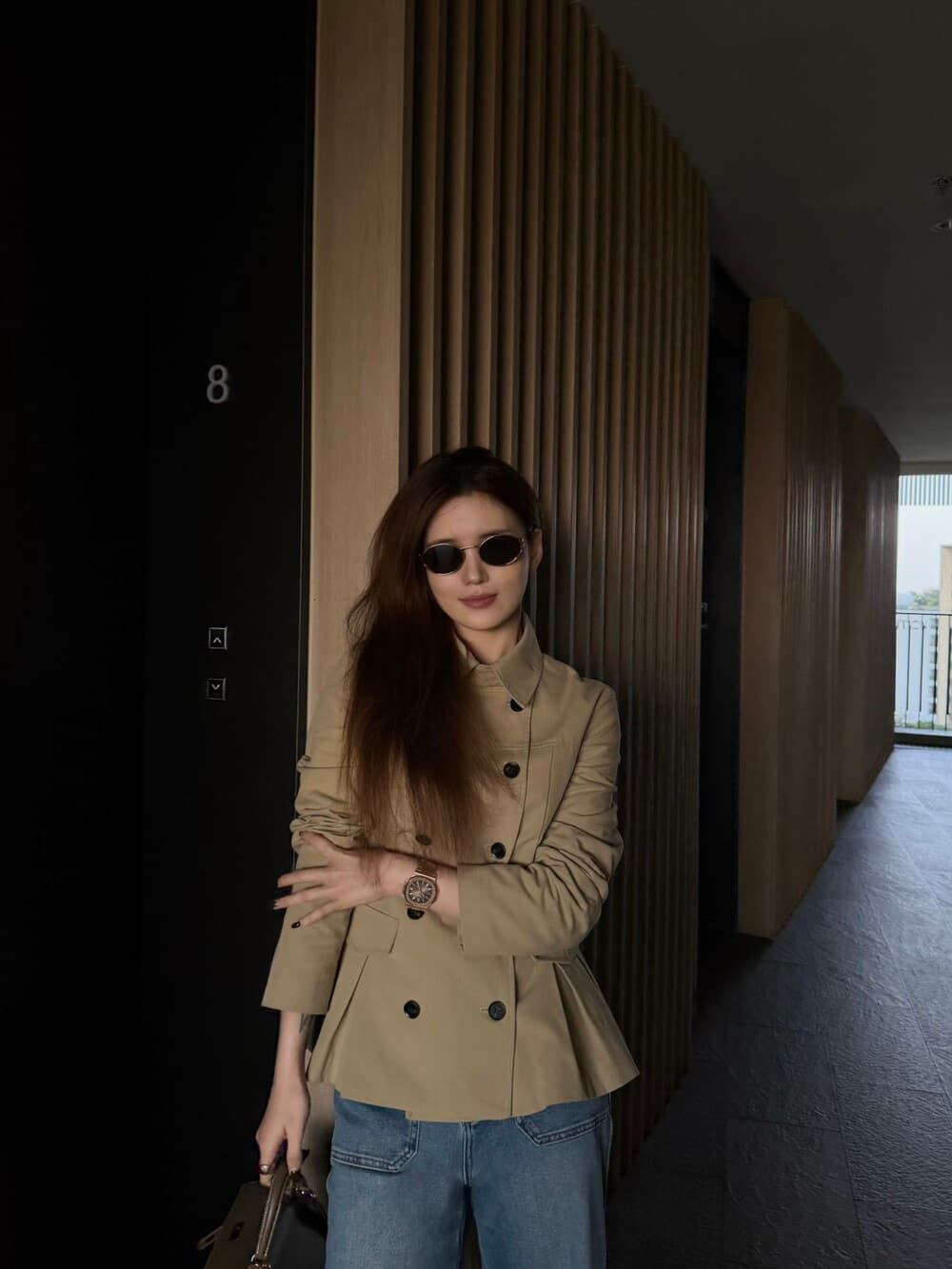 가을 켜기 새로운 한 부서 품격 디자인 섹션 장기 진자 얇은 허리 클래식 무거운 작업 재킷 상세 이미지 6