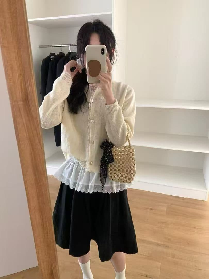 가을 켜기 새로운 한 부서 품격 신선함 레이스 측면 털 바다 털 니트 작은 셔츠 상세 이미지 9