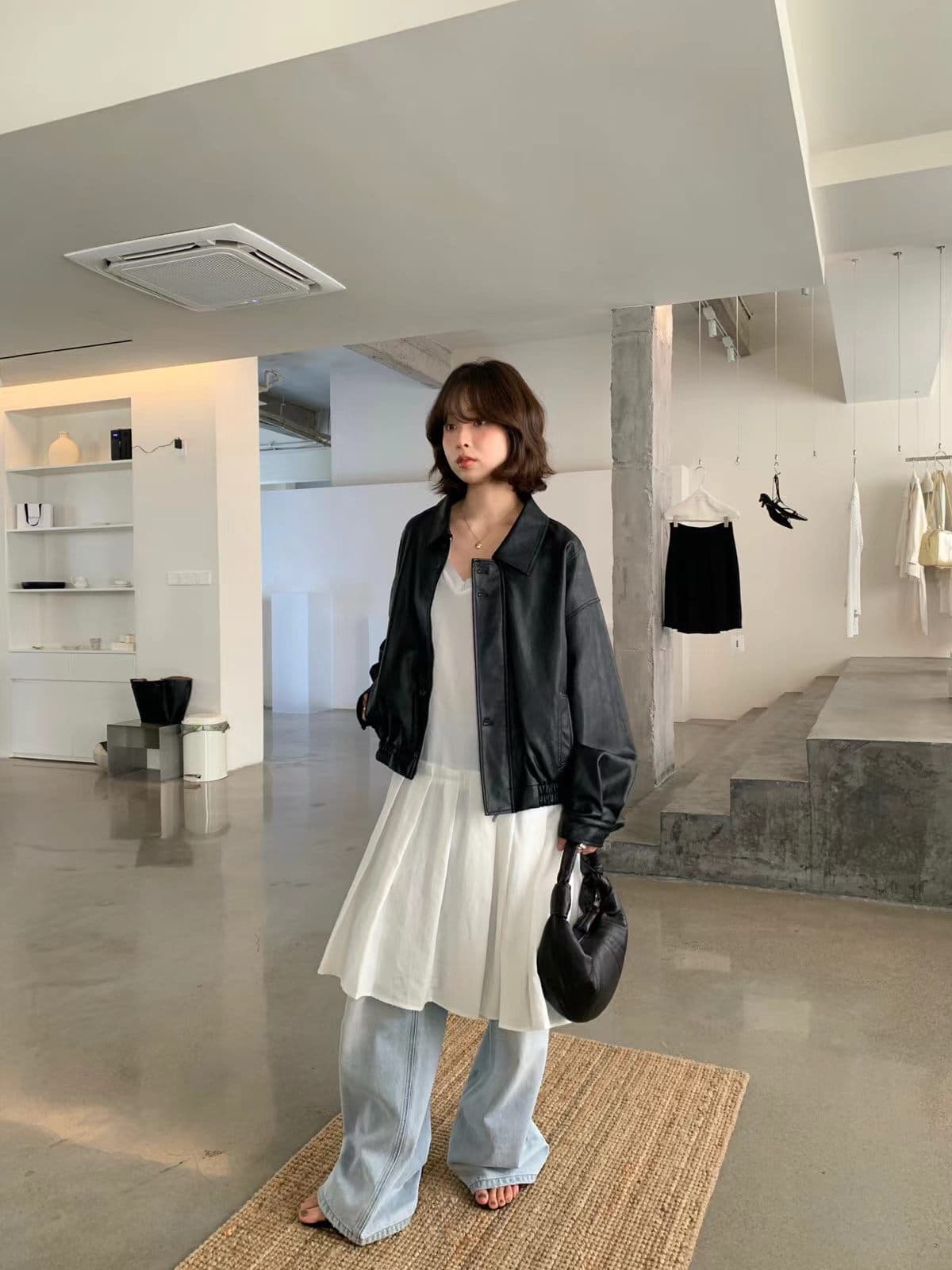 가을 켜기 새로운 한 부서 클래식 패션 품격 높은 품질 잭 가죽 자켓 상세 이미지 3