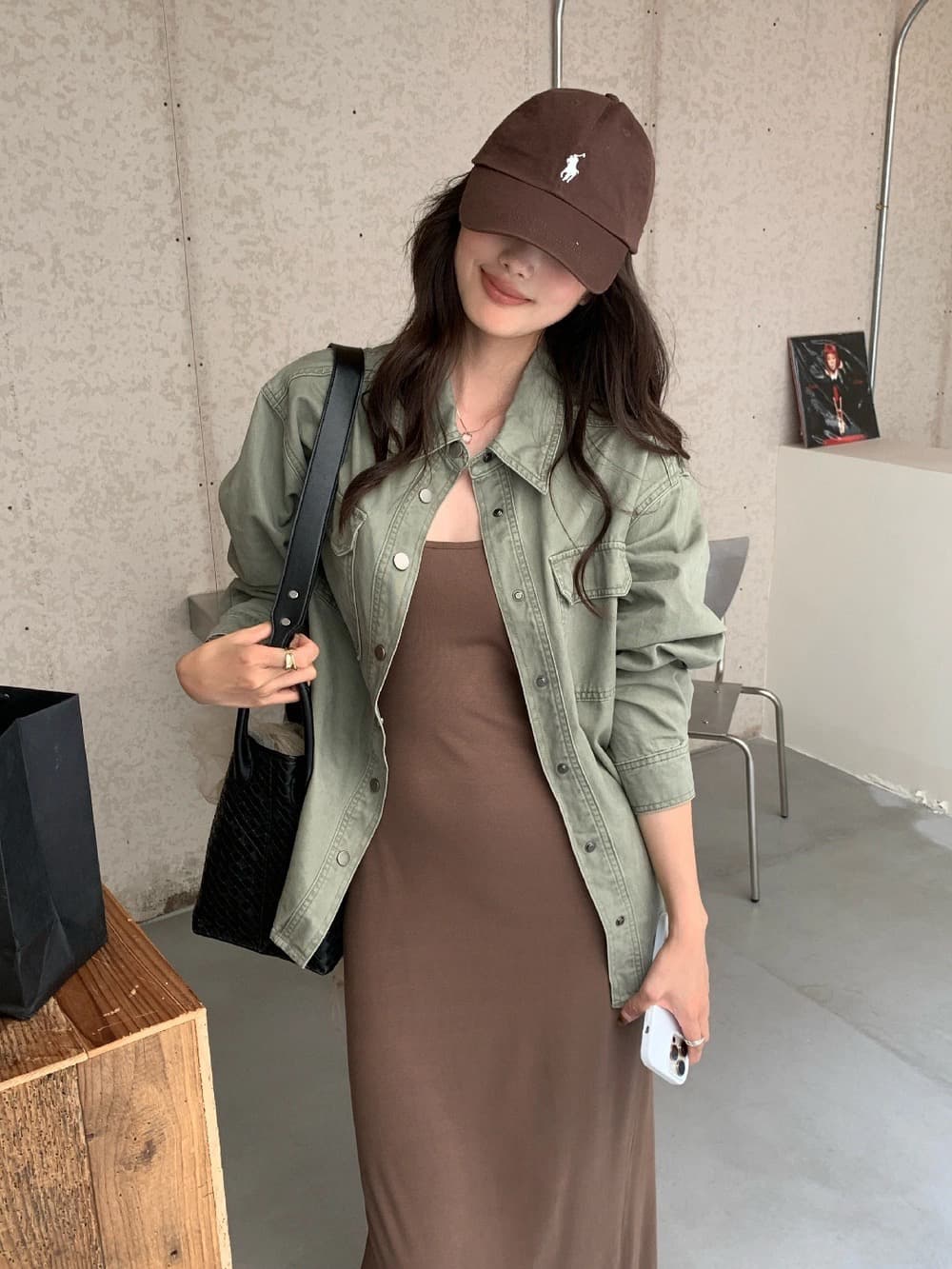가을 켜기 새로운 파리 주말 레트로 루즈핏 폴로 칼라 워크웨어 셔츠 데님 재킷