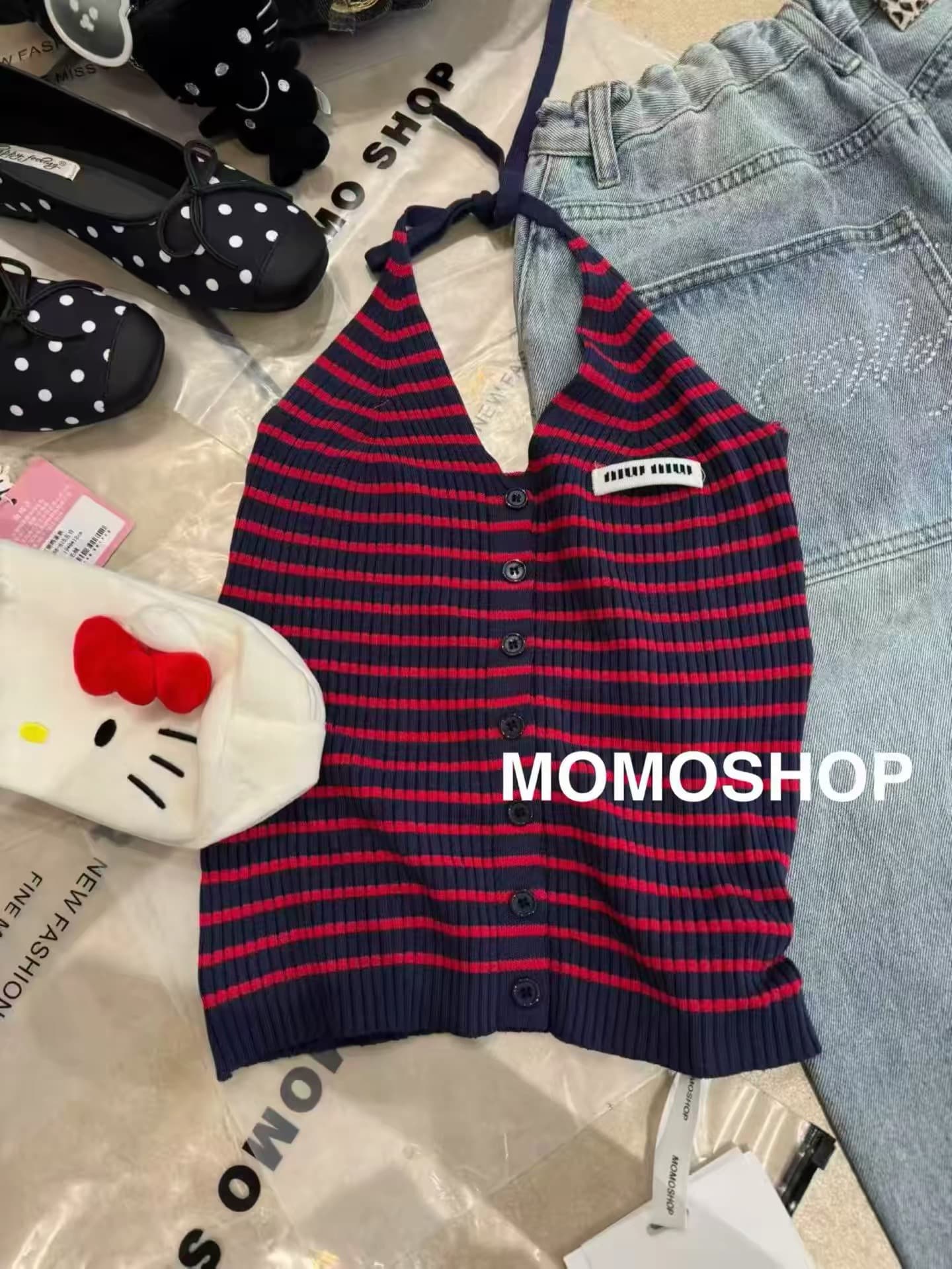 momo 행침 목 스트라이프 니트 조끼 여성 2026 여름 새로운 막대기 표준 디자인 센스 몸매 가꾸기 슬림해 보이는 슬립 맨위 상세 이미지 5