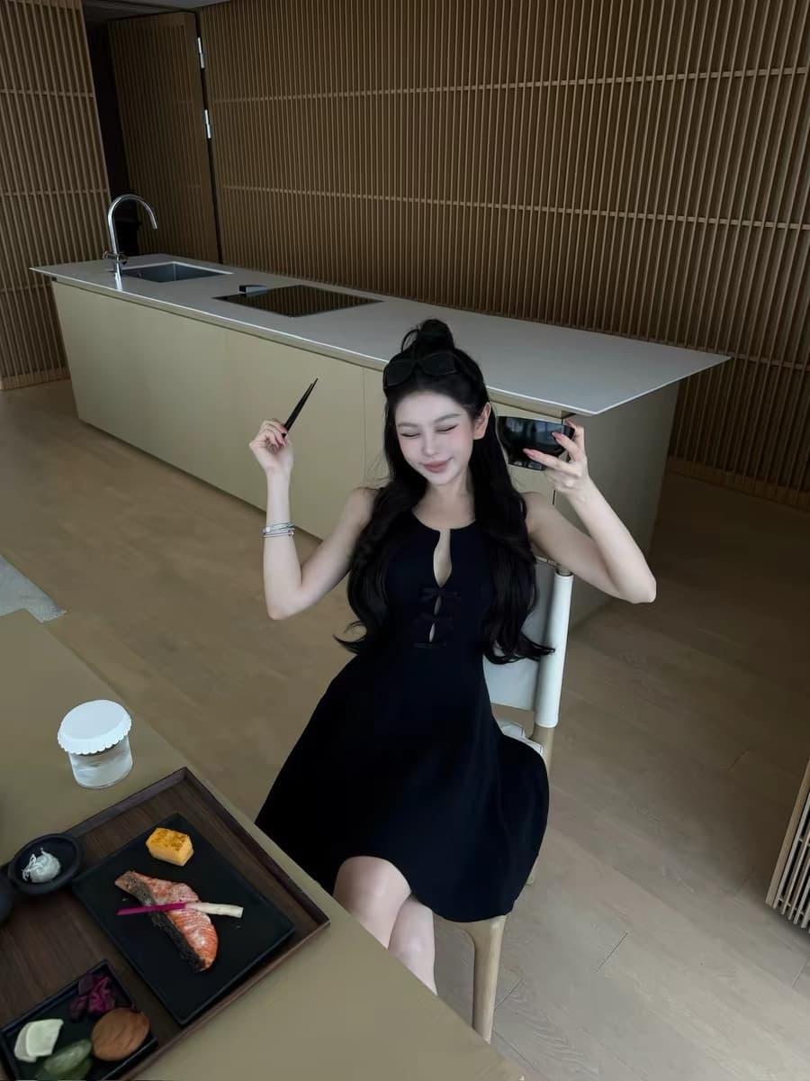 woppei 프랑스식 순수한 욕망 바람 니트 드레스 나비 매듭 단추 허리 수축 슬림해 보이는 a 단어 조끼 스커트