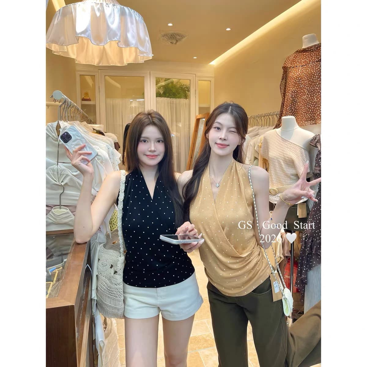 s.good start- 센스 다시 달콤한 다시 매운맛 한 부서 달콤함 소녀 센스 도트 무늬 행침 목 니트 조끼 d1375 상세 이미지 2