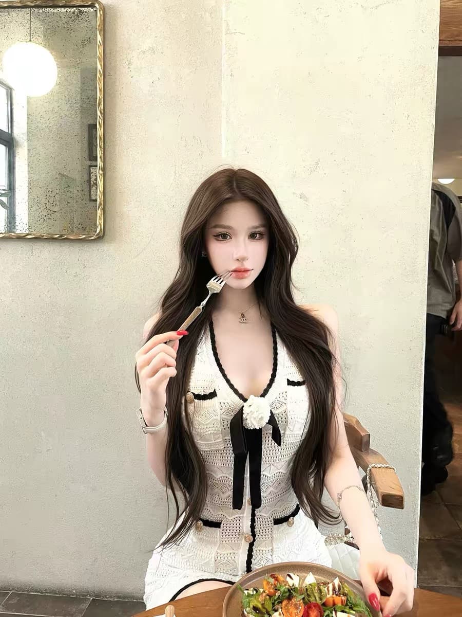 먼지 덩 덩 작은 샤넬 스타일 슬립 여성 드레스 2026 여름 새로운 천 골드 센스 타이트 스커트 민소매 치마 이미지 3