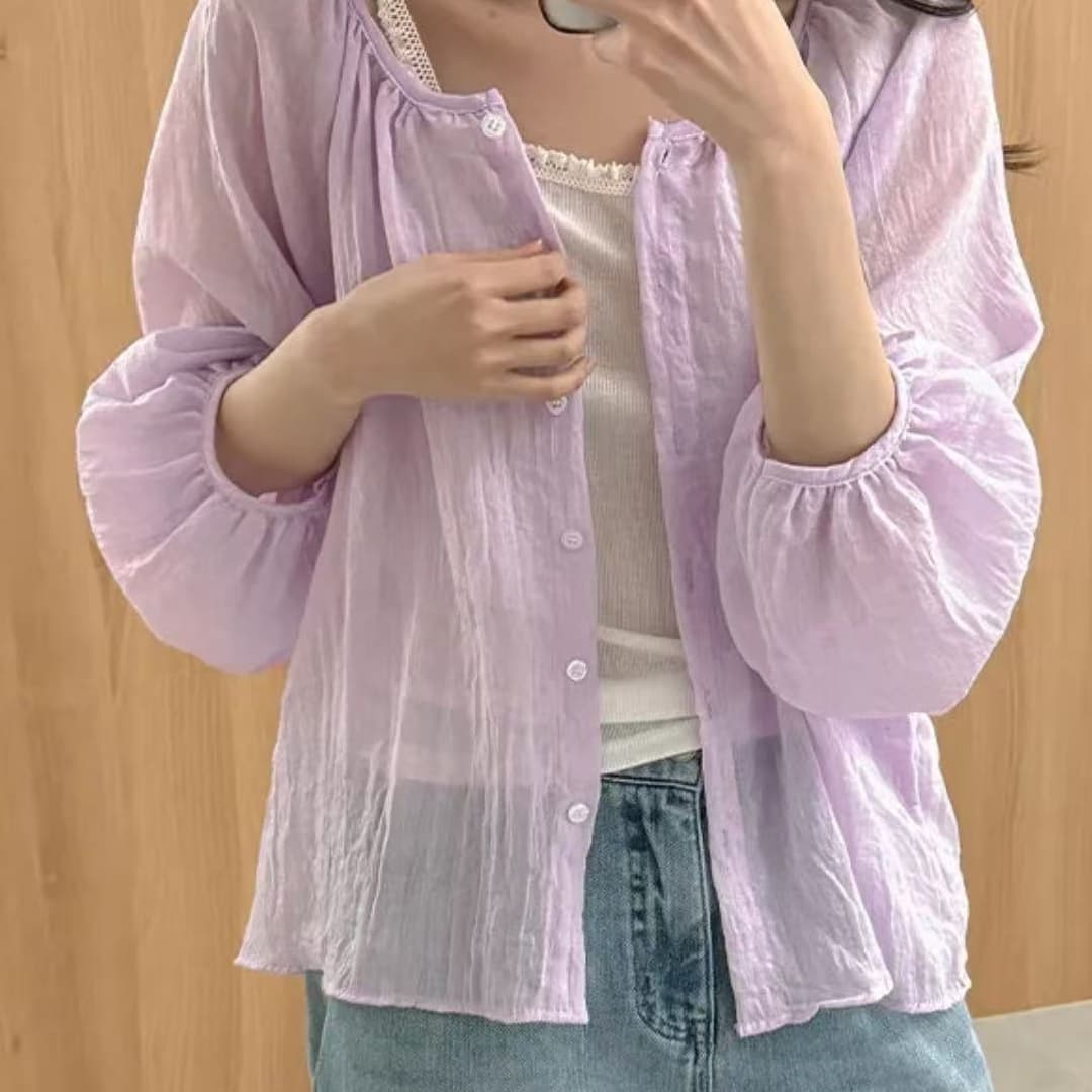 한국 스타일 여름 문예 작은 청신 셔츠 하라주쿠 스타일 캐주얼 패션 미니멀리즘 빅 사이즈 다용도 긴팔 셔츠 맨위 이미지 5
