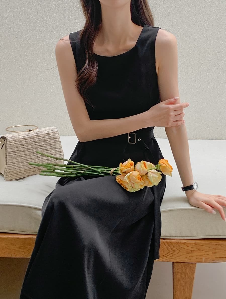 chic 한 부서 여름 프랑스식 품격 고급 센스 벨트 허리 수축 슬림해 보이는 민소매 조끼 스커트 드레스 상세 이미지 28
