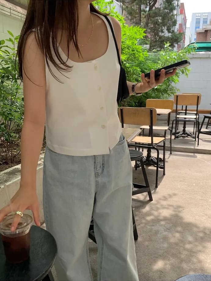 chic 한 부서 여름 프랑스식 레트로 외국 가스 작은 대중 싱글 줄 버튼 스택 착용 민소매 조끼 정장 베스트 맨위 상세 이미지 11