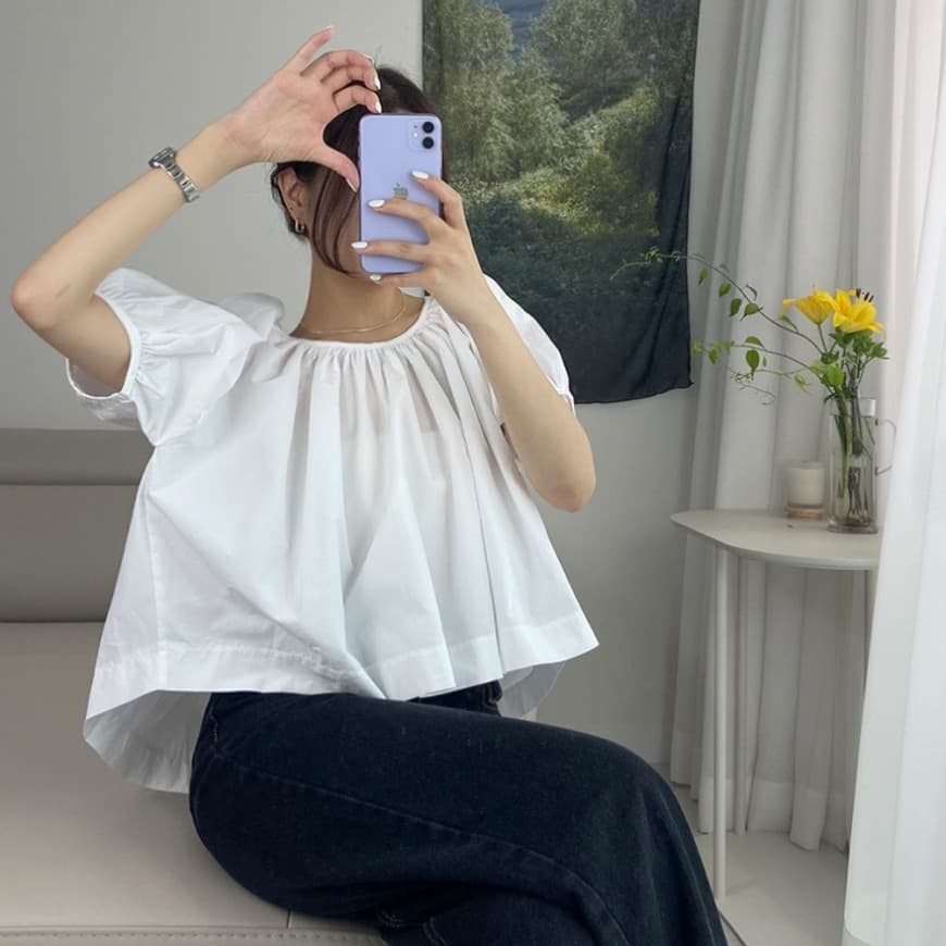 chic 한 부서 여름 프랑스식 미니멀리즘 양면 착용 주름 장식 스트랩 디자인 센스 반팔 셔츠 셔츠