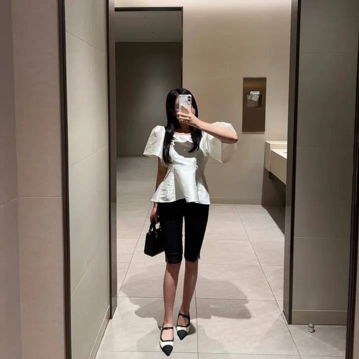 chic 한국 여름 프랑스식 외국 가스 빛 럭셔리 거품 소매 품격 몸매 가꾸기 궁정 다용도 셔츠 맨위 상세 이미지 10