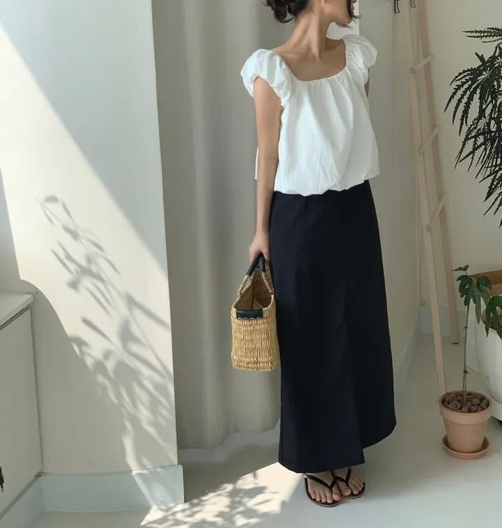 chic 한국 스타일 여름 미니멀리즘 작은 대중 품격 달콤한 미국 칼라 레이스업 거품 소매 인형 셔츠 꽃밭 셔츠 맨위 상세 이미지 4