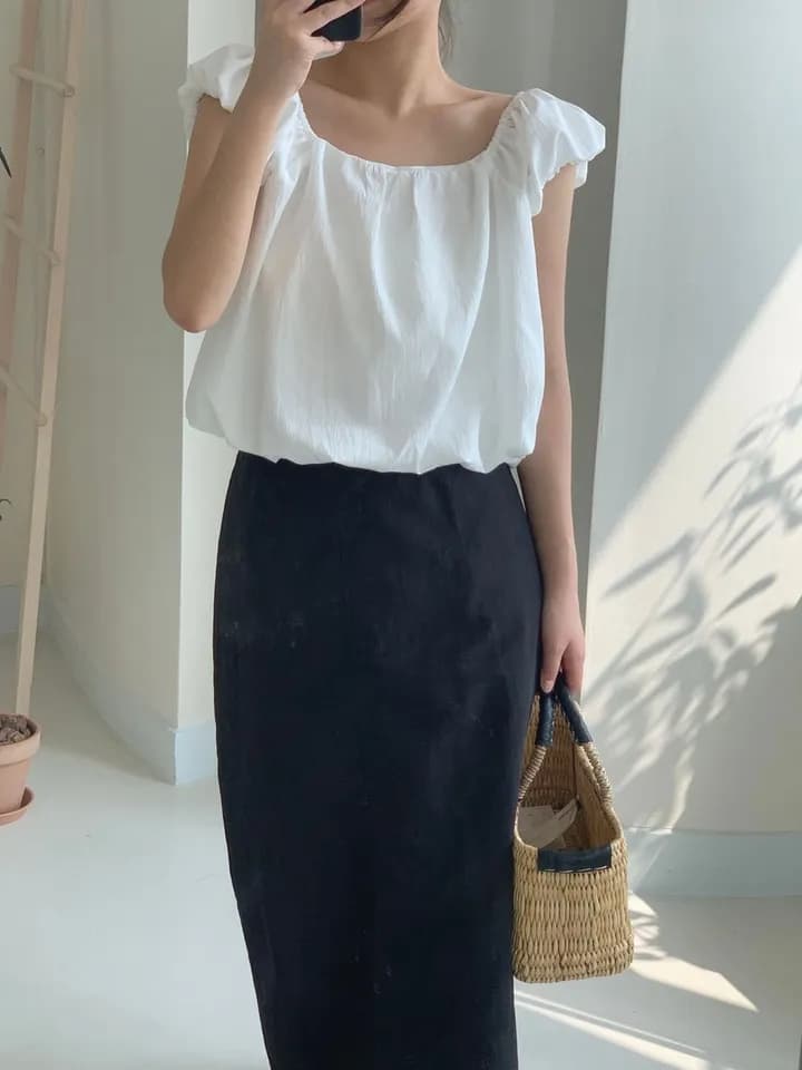 chic 한국 스타일 여름 미니멀리즘 작은 대중 품격 달콤한 미국 칼라 레이스업 거품 소매 인형 셔츠 꽃밭 셔츠 맨위 상세 이미지 13