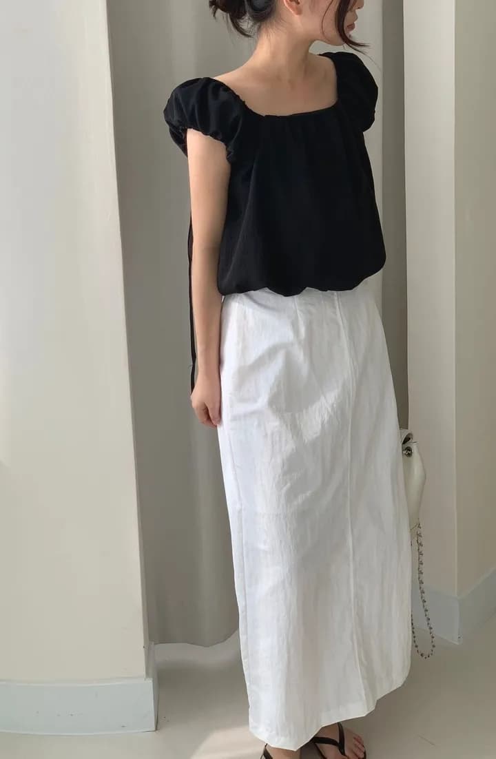 chic 한국 스타일 여름 미니멀리즘 작은 대중 품격 달콤한 미국 칼라 레이스업 거품 소매 인형 셔츠 꽃밭 셔츠 맨위 상세 이미지 26