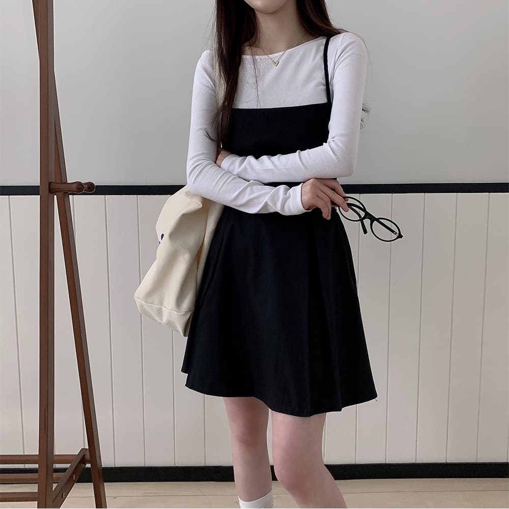 chic 한국 스타일 봄 패션 레트로 백리스 레이스업 허리 수축 스택 착용 다용도 캐미솔 드레스