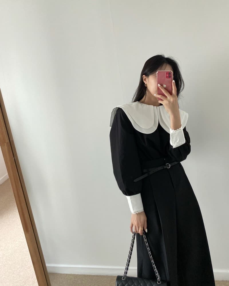 chic 한국 봄 새로운 프랑스식 작은 대중 레이스 다용도 배색 이중층 베이비 칼라 풀오버 셔츠 맨위 상세 이미지 13