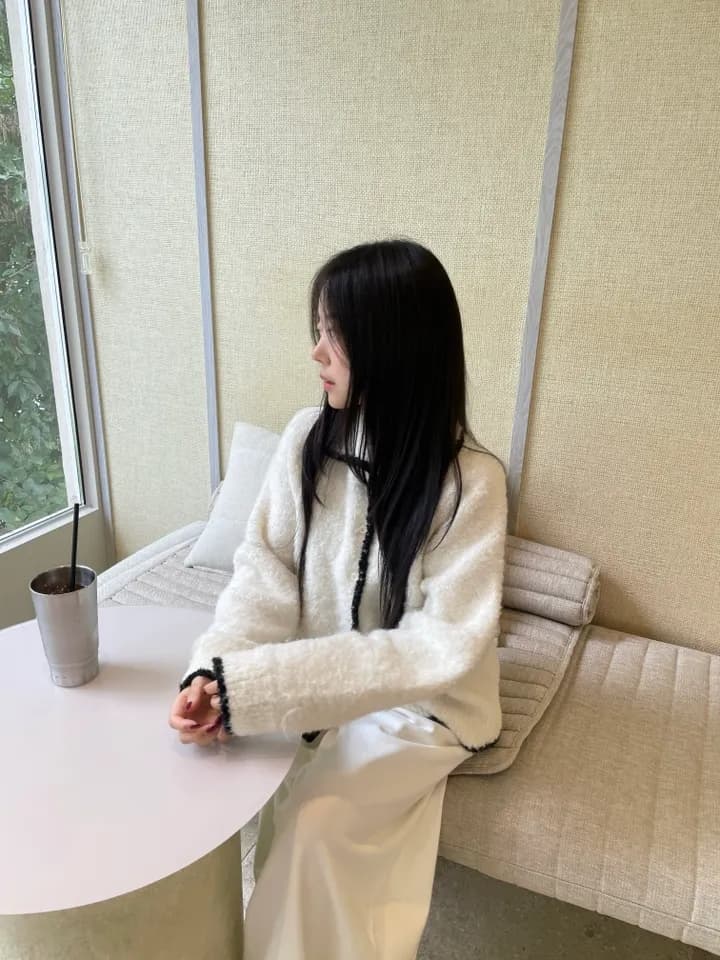 chic 한 부서 가을 겨울 부드러운 연령 감소 배색 폴로 칼라 싱글 줄 버튼 오픈 가디건 캐주얼 다용도 니트 스웨터 스웨터 상세 이미지 3