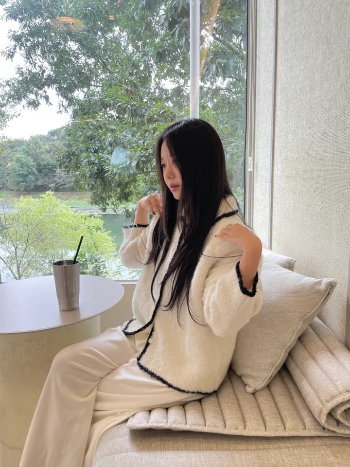 chic 한 부서 가을 겨울 부드러운 연령 감소 배색 폴로 칼라 싱글 줄 버튼 오픈 가디건 캐주얼 다용도 니트 스웨터 스웨터 상세 이미지 12